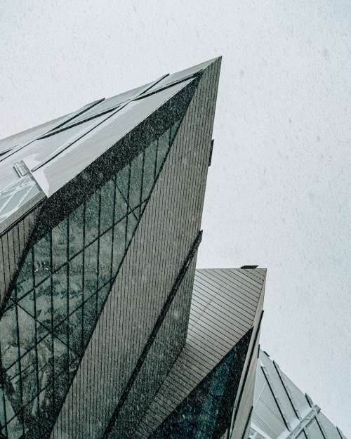 Exterior Of Building During A Snowy Day Photo