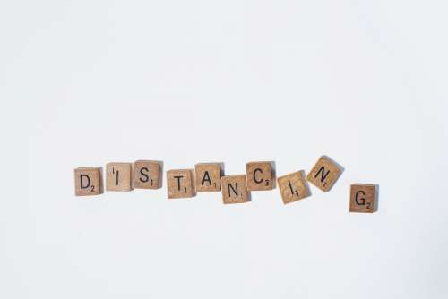 Distancing In Wooden Letter Tiles Photo