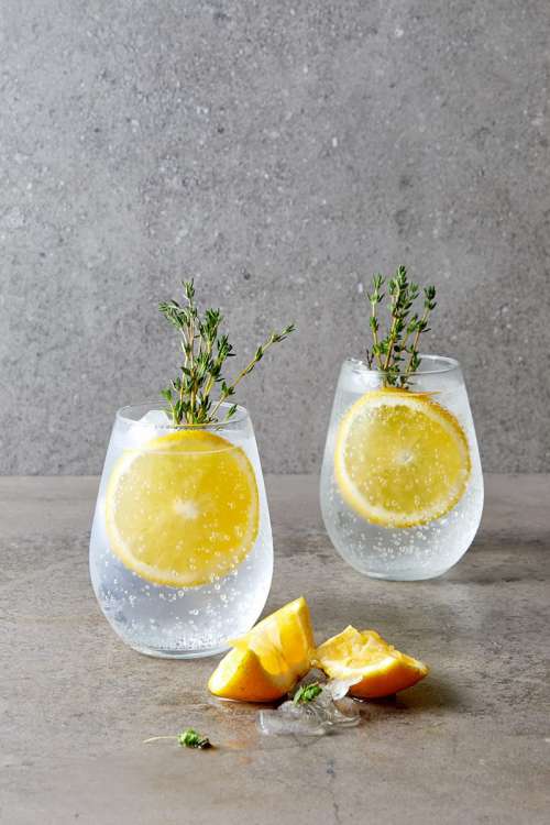 Gin and Tonic Cocktail with Orange and Thyme