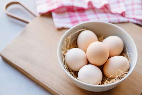 Plain eggs in a bowl