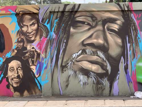 graffiti, street art, color, wall painting, urban art, city, illustration, graphic, craft, effet graff, visual art, Behanzin drawing, Angelique Kidjo, Bob Marley, Behanzin