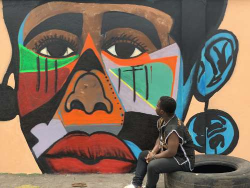 man, people, graffiti art, street art, effet graff, drawing, watch, look, wall painting, culture, visitor, tourist