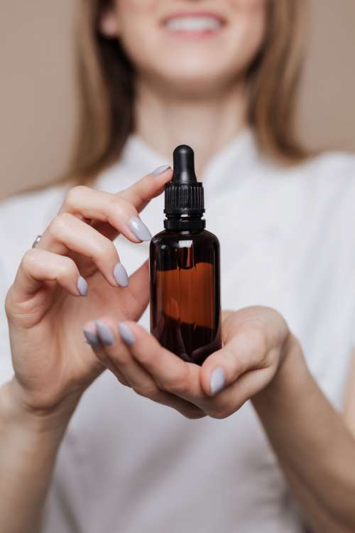 Bottle of essential oil