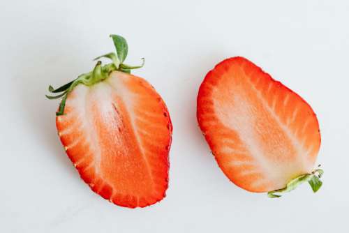 A cut strawberry