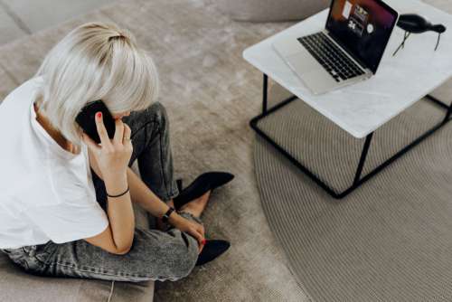 Woman working in home office