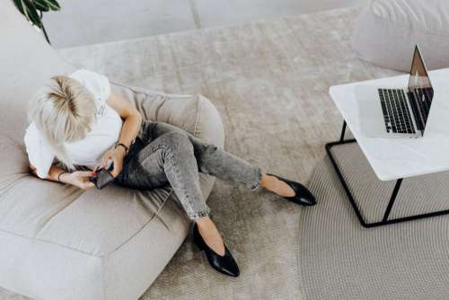 Woman working in home office