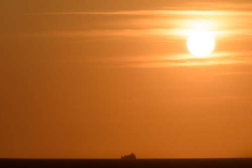Ocean Sunset Ship Free Photo