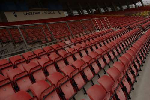 Rows of stadium seating