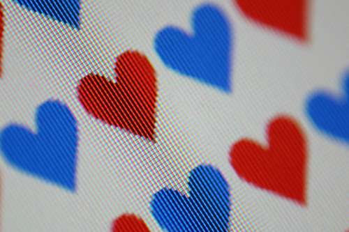 Rows of pixelated hearts