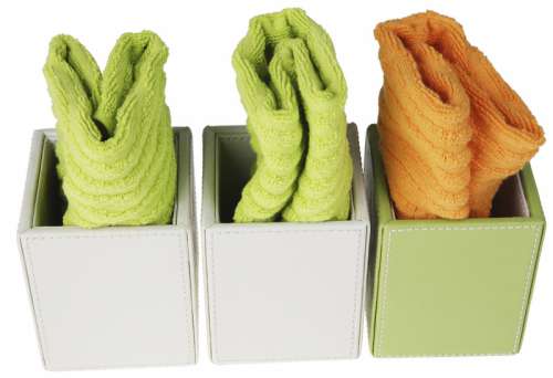 Decorative boxes with rolled towels