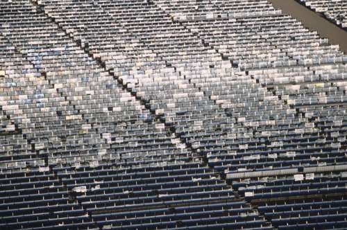 Renewable energy solar power plant using parabolic through mirrors, Daggett, CA, USA, (Aerial view)