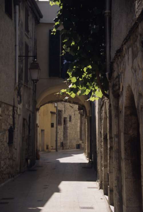 Alley, medieval village of Tourettes sur Loup, French Riviera, Cote d' Azur, France