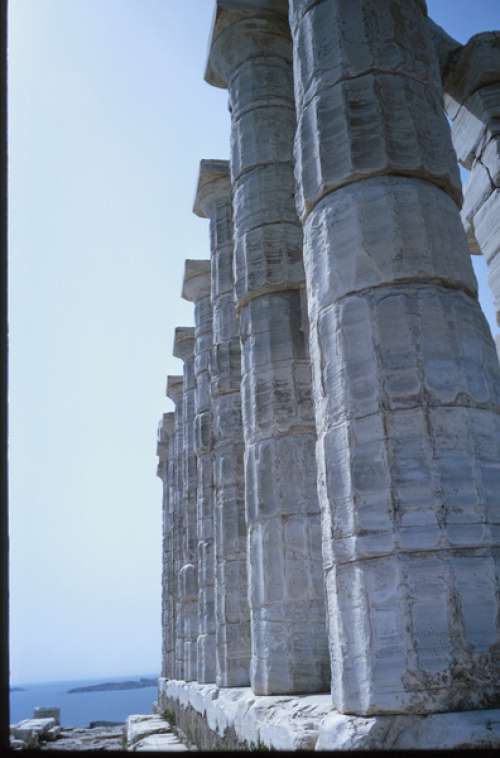 Row classical greek columns