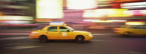 taxi cab moving on the road