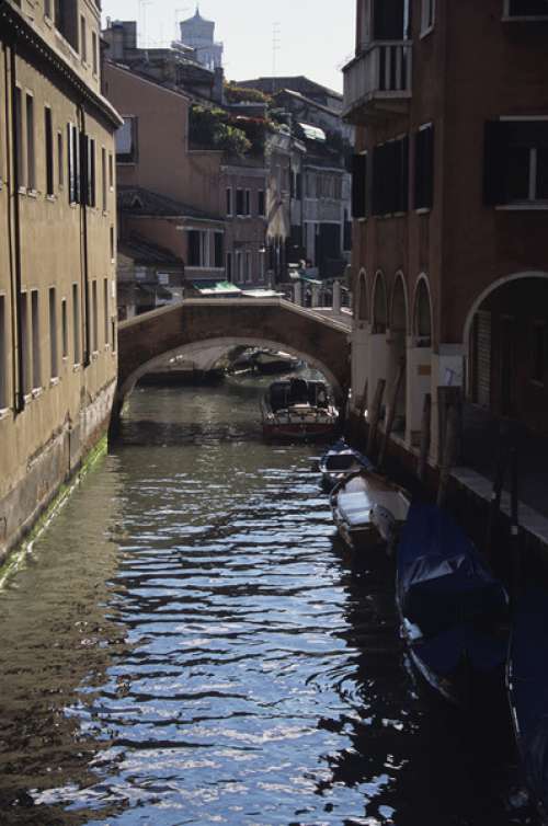 Canal, vertical view, Venice, Italy