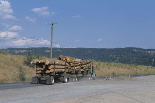 Log truck on road, Idaho, USA