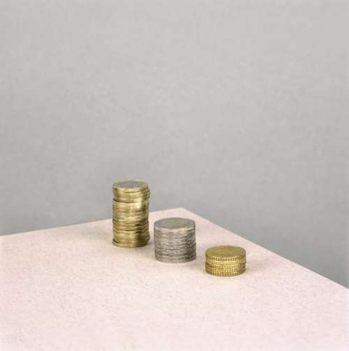 three stacks of coins