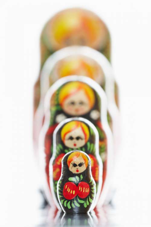 Row of Russian dolls