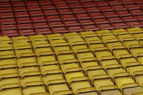 Rows of stadium seating