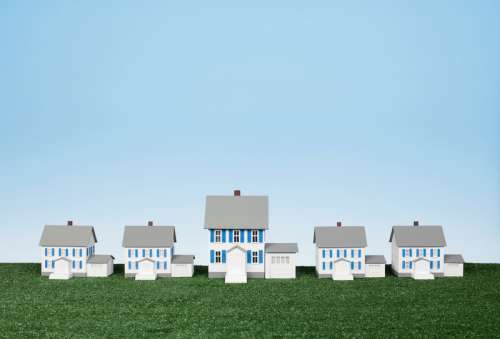 Row of miniature houses