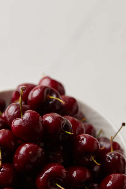 cherries bowl fruit close up food