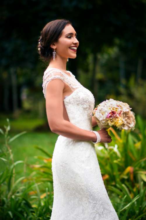 bride wedding smiling happiness flowers