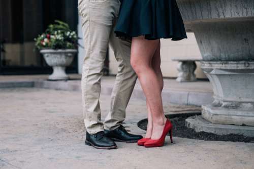 romantic couple street legs heels