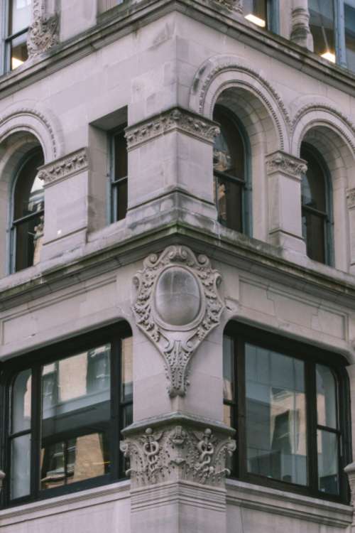 ornate facade city building brick