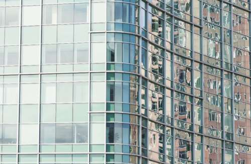 city buildings glass windows downtown