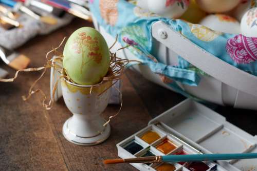 painted egg brush paint basket