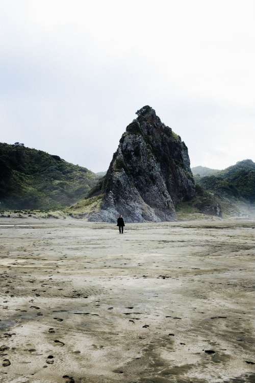 Man In Black On The Beach Photo