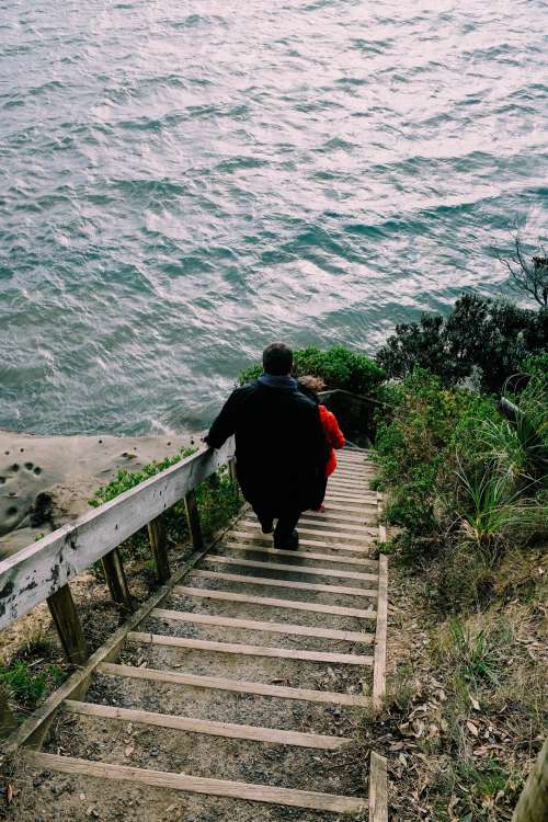 Couple On Seafront Steps Photo