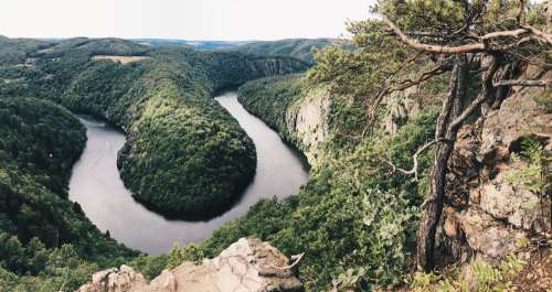 Curved River Viewed From Above Photo