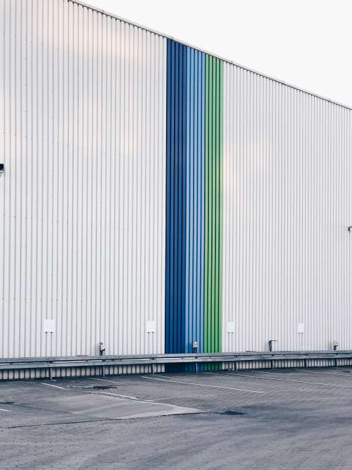 Side Of Warehouse Building With Stripes Photo