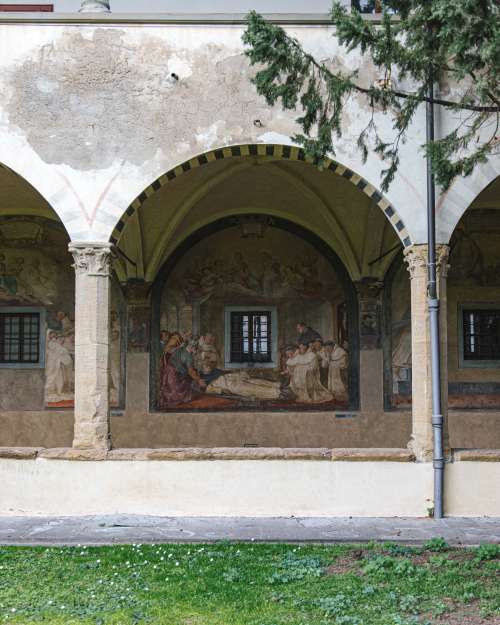 Vaulted Walkway Religious Painting Photo