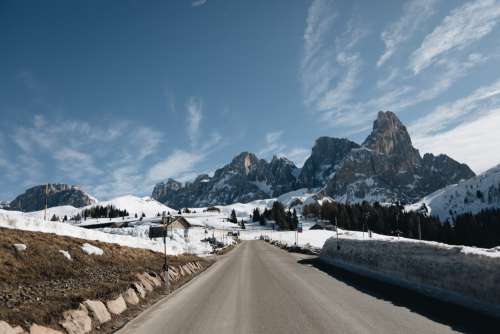 Landscape Of The Snowy Dolomite Hills Photo