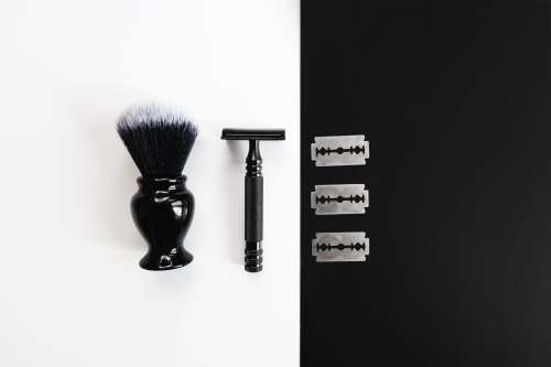 Shaving Tools On Black And White Photo