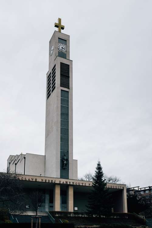 Tall Concrete Clock Tower Photo