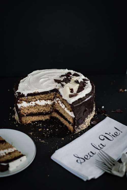 Layered Cake With Decorative Napkin Photo