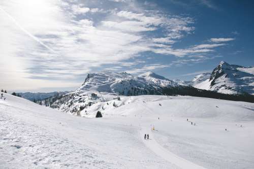 Ski Tracks In The Mountains Photo