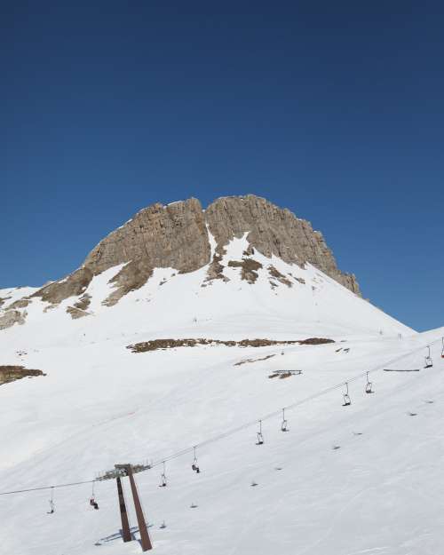 Ski Lift In The Snowy Mountains Photo