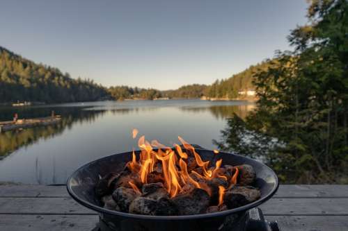 A Fire By The Lake Photo