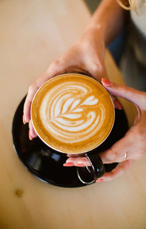 Latte With Leaf Design Photo