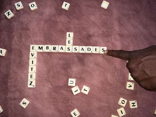 coronavirus, covid19, COVID-19, board games, scrabble, words, vocabulary, awareness, message, self-isolation, barrier gestures, advice, hand, playing, index, fun