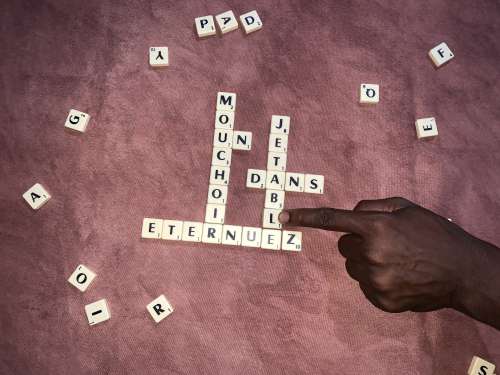 coronavirus, covid19, COVID-19, board games, scrabble, words, vocabulary, awareness, message, self-isolation, barrier gestures, advice, hand, playing, index, fun