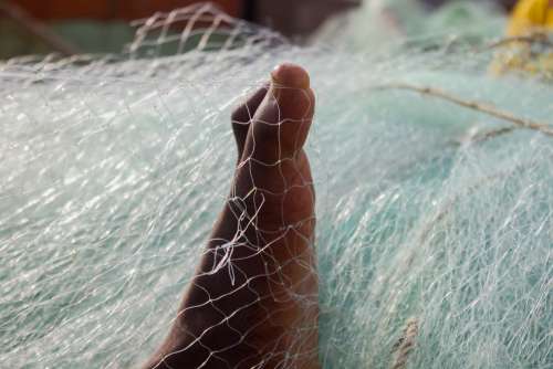 fishing nets, feet, weaving, people, work, acadja