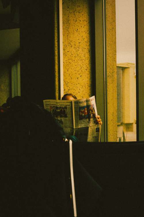 Reading the newspaper