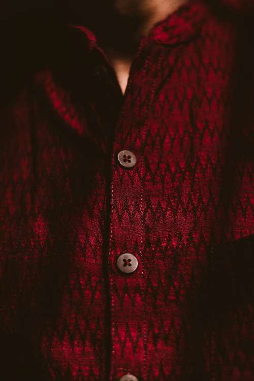 Dark Red Shirt With Wooden Buttons Photo