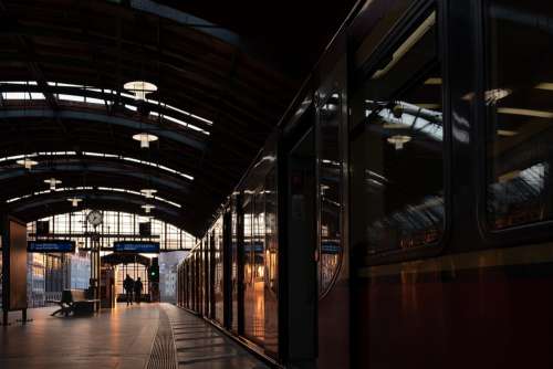 Setting Sun Illuminates Train Platform Photo