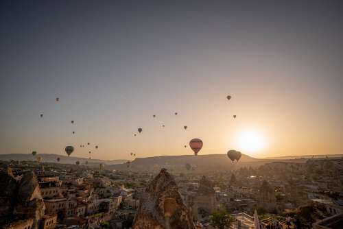 Hot Air Balloons Across Horizon Photo